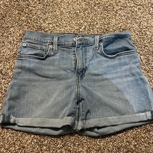 blue levi jean shorts